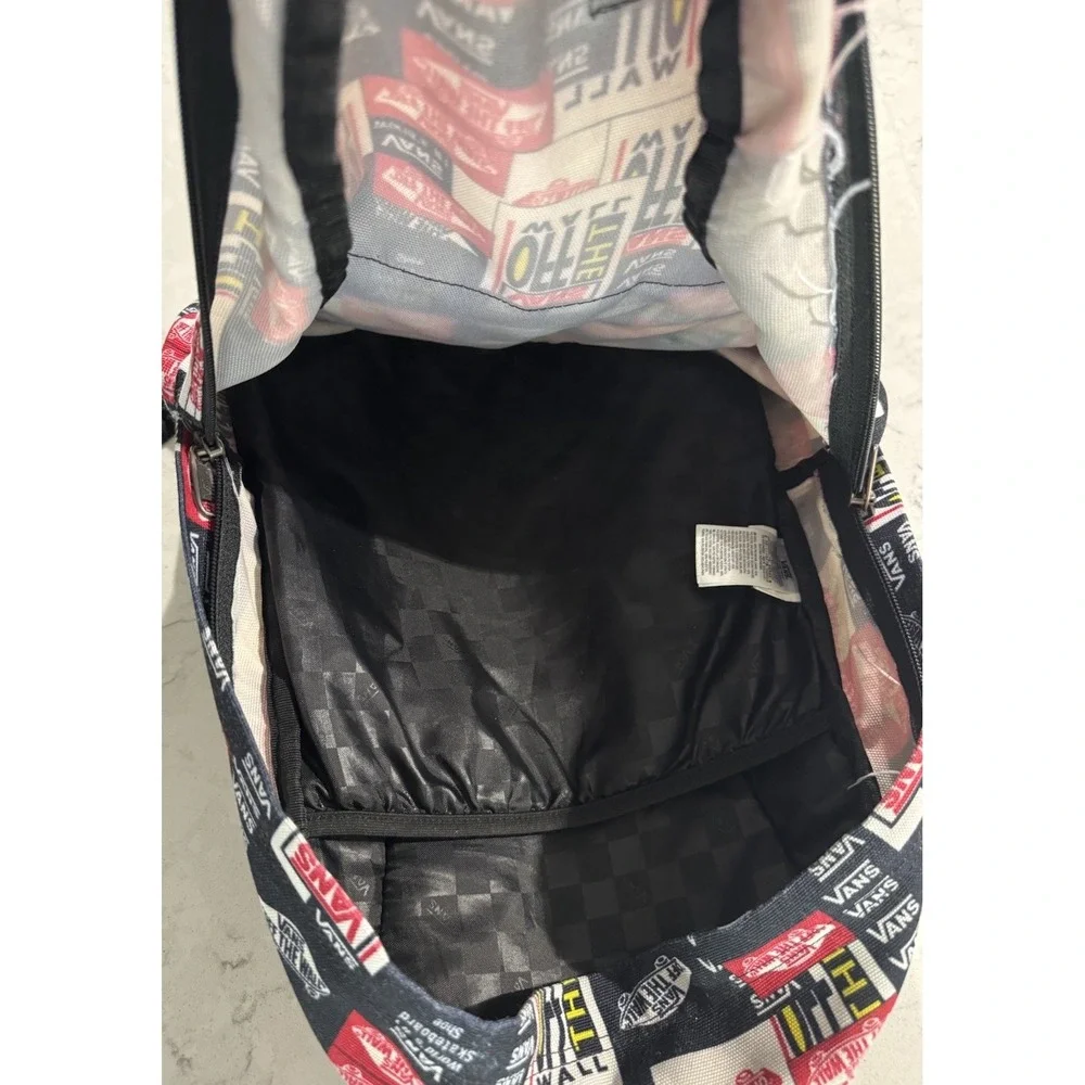 Vans Off The Wall Backpack Red Black White Graphic Logo Skate Surf School Casual